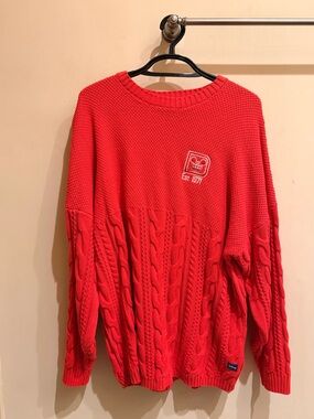 Disney Red Textured Knit Crewneck Sweater